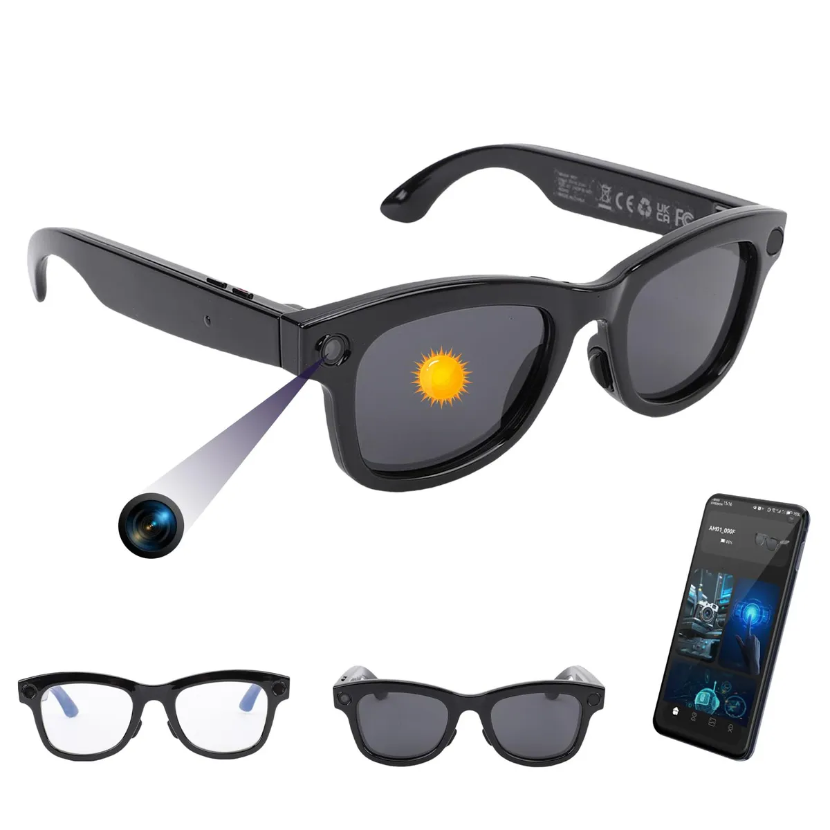 GENERICO - Lentes Gafas Inteligentes Fotocromaticos Ai Cámara 2k Traductor idiomas Wifi Audio HI FI