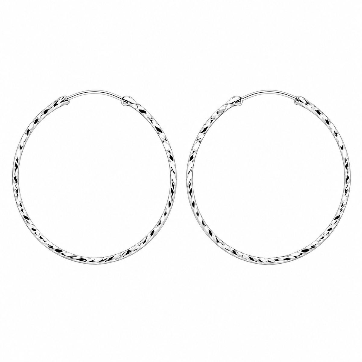 JOYAS MYTOKE - Aros Argolla Grande Plata Fina 925 De Tubo Facetada Juvenil