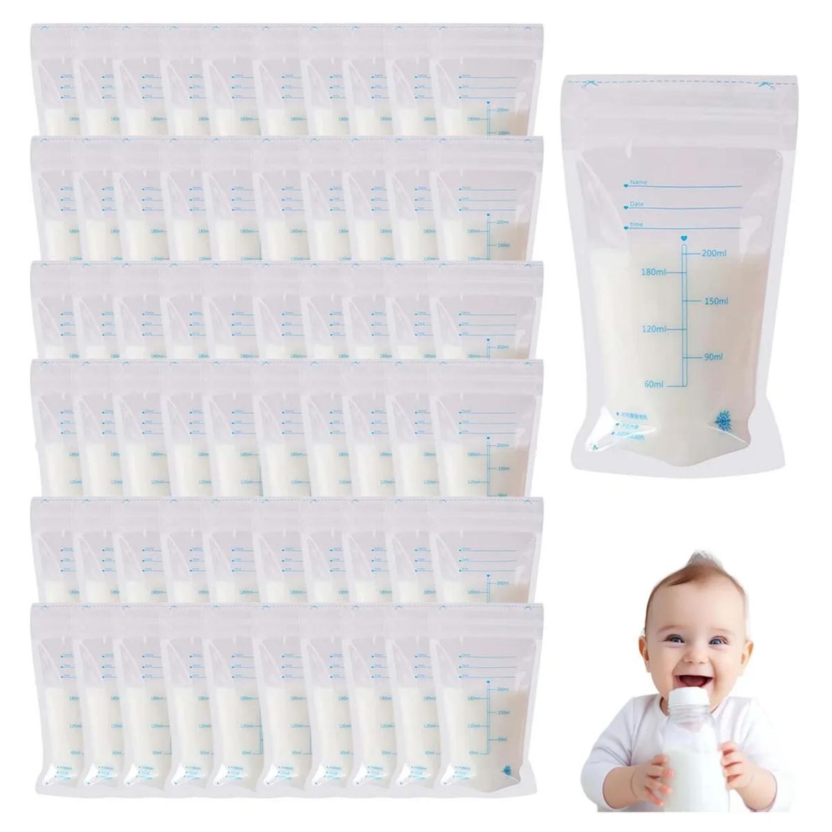 ATURE - Pack 200 Bolsas Para Leche Materna200ml,sin Bpa Y Portátiles