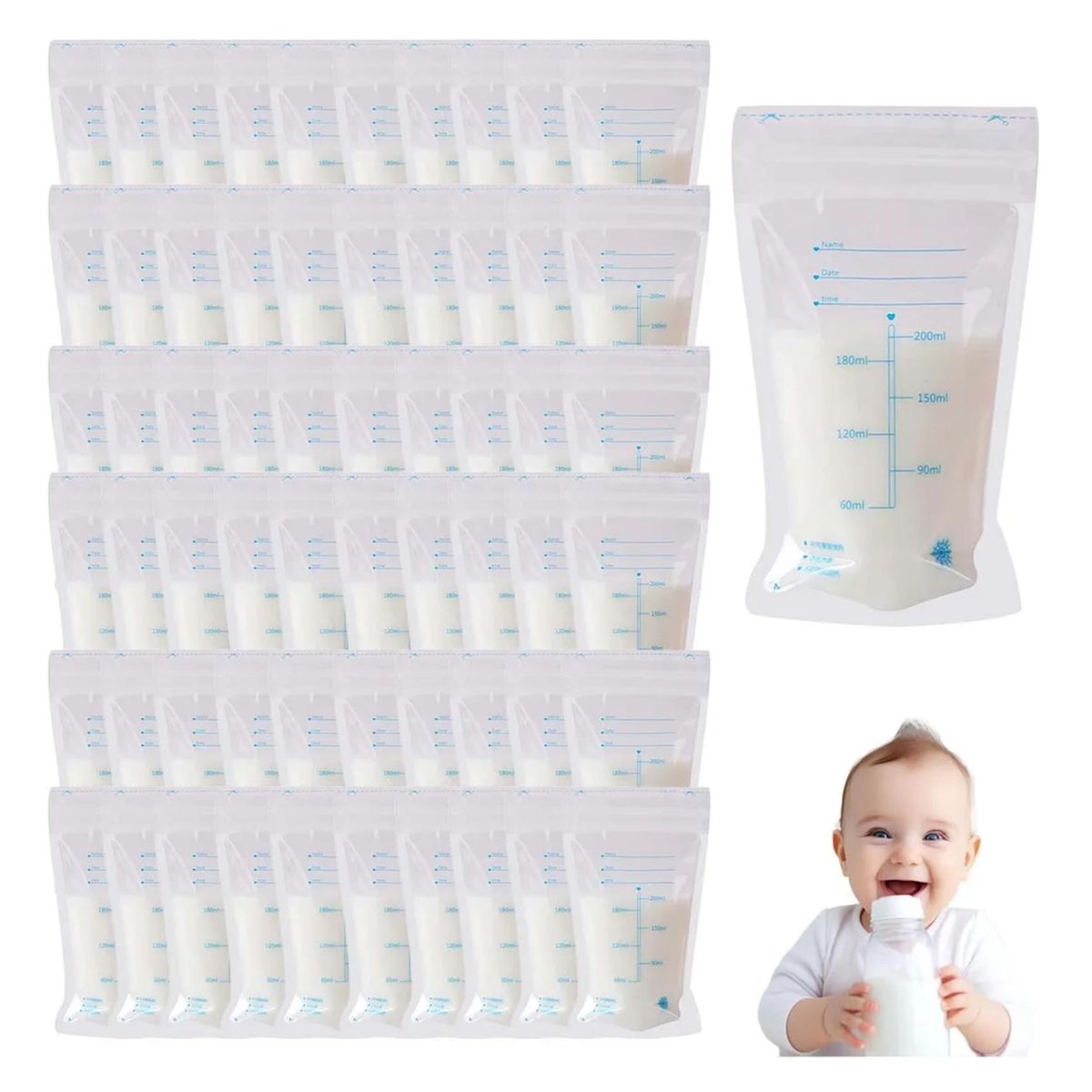 ATURE - Pack 200 Bolsas Para Leche Materna200ml,sin Bpa Y Portátiles