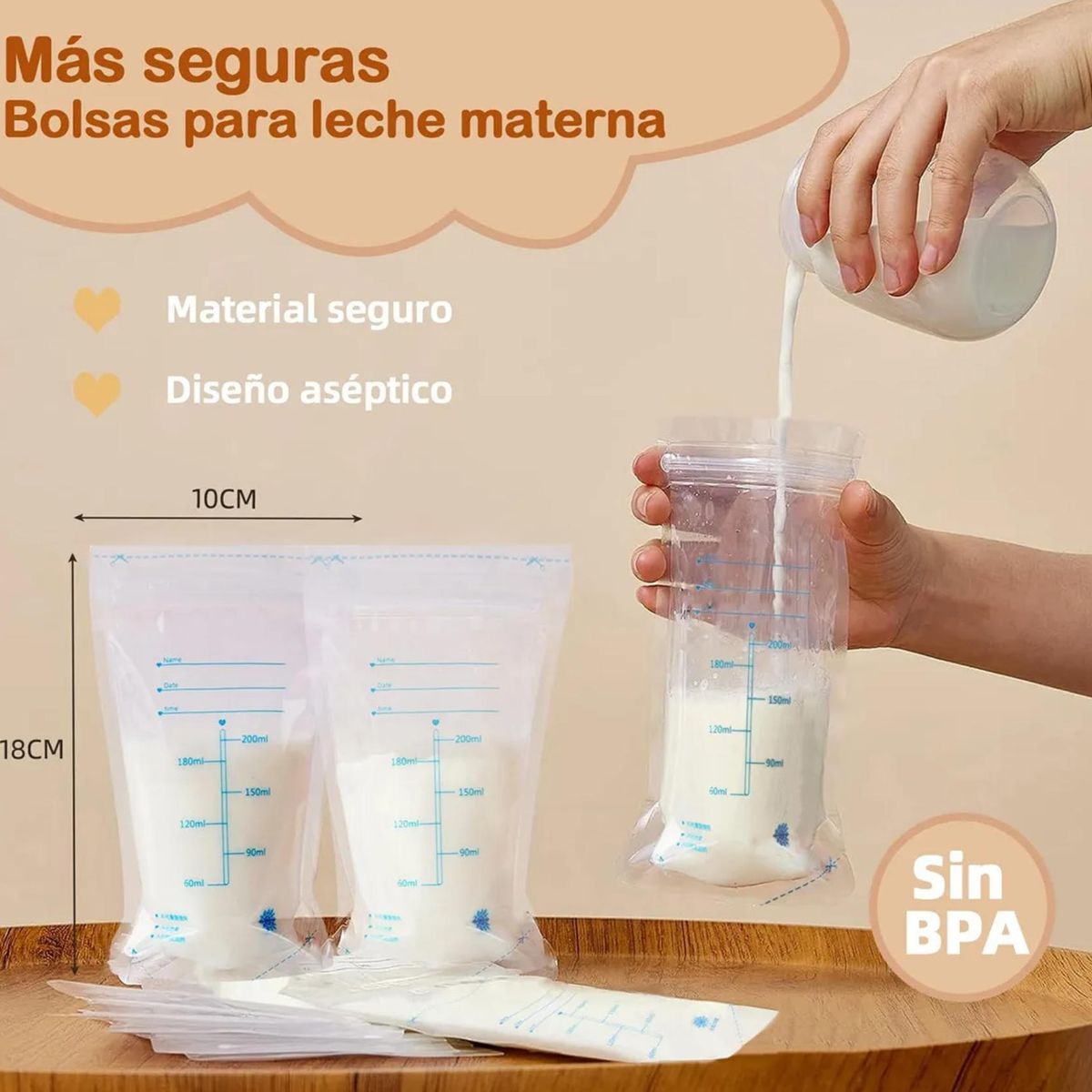 ATURE - Pack 200 Bolsas Para Leche Materna200ml,sin Bpa Y Portátiles