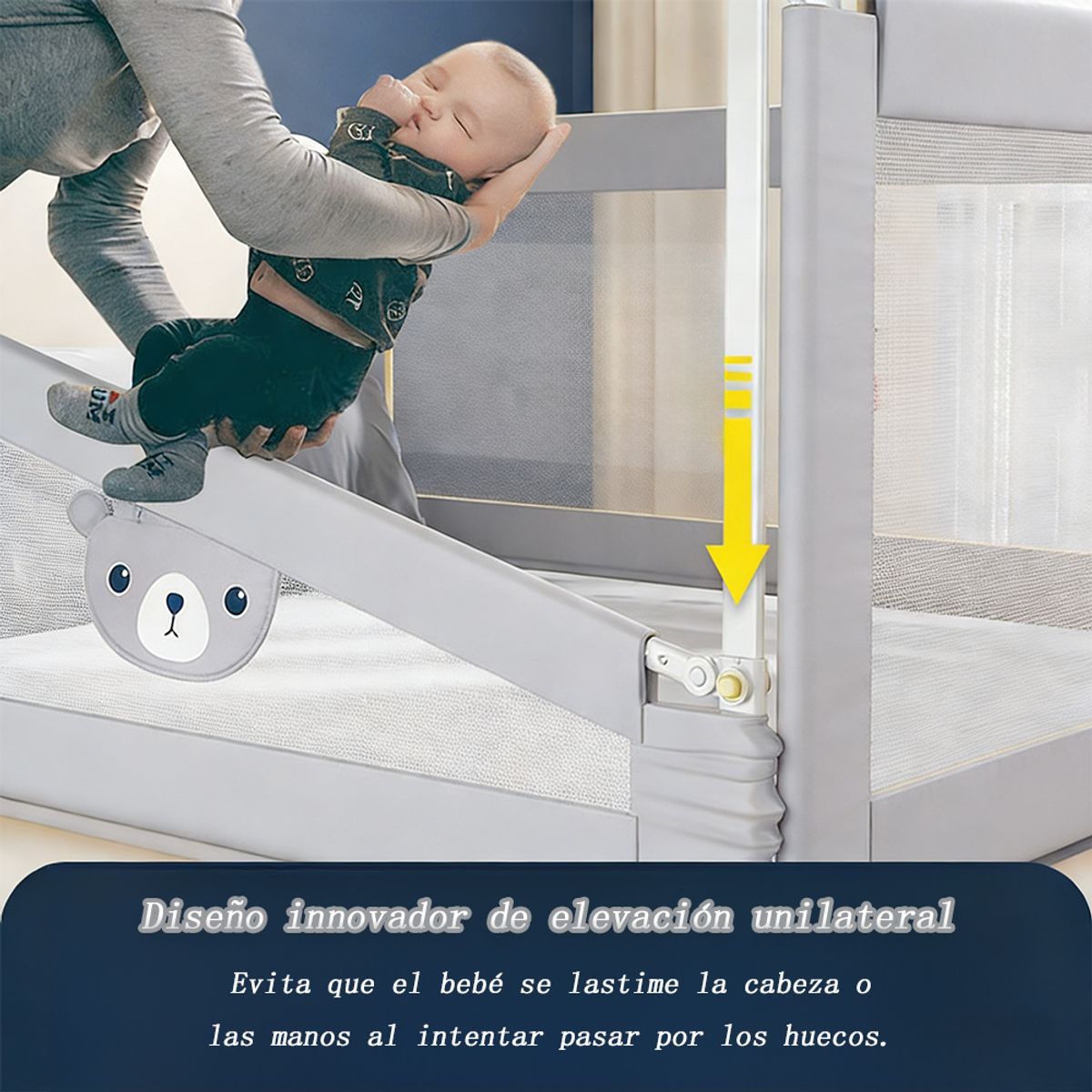 GENERICO - Baranda Cama Bebé 180cm Altura Ajustable 30 Posiciones