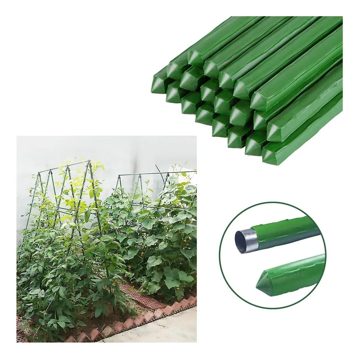 KUANGYE - Tutores Metálico Palo Para Plantas 120 Cm 10 Unidades