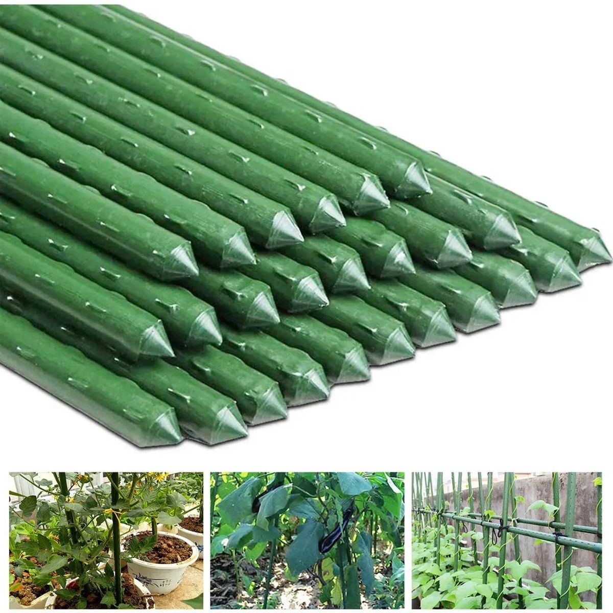 KUANGYE - Tutores Metálico Palo Para Plantas 120 Cm 10 Unidades