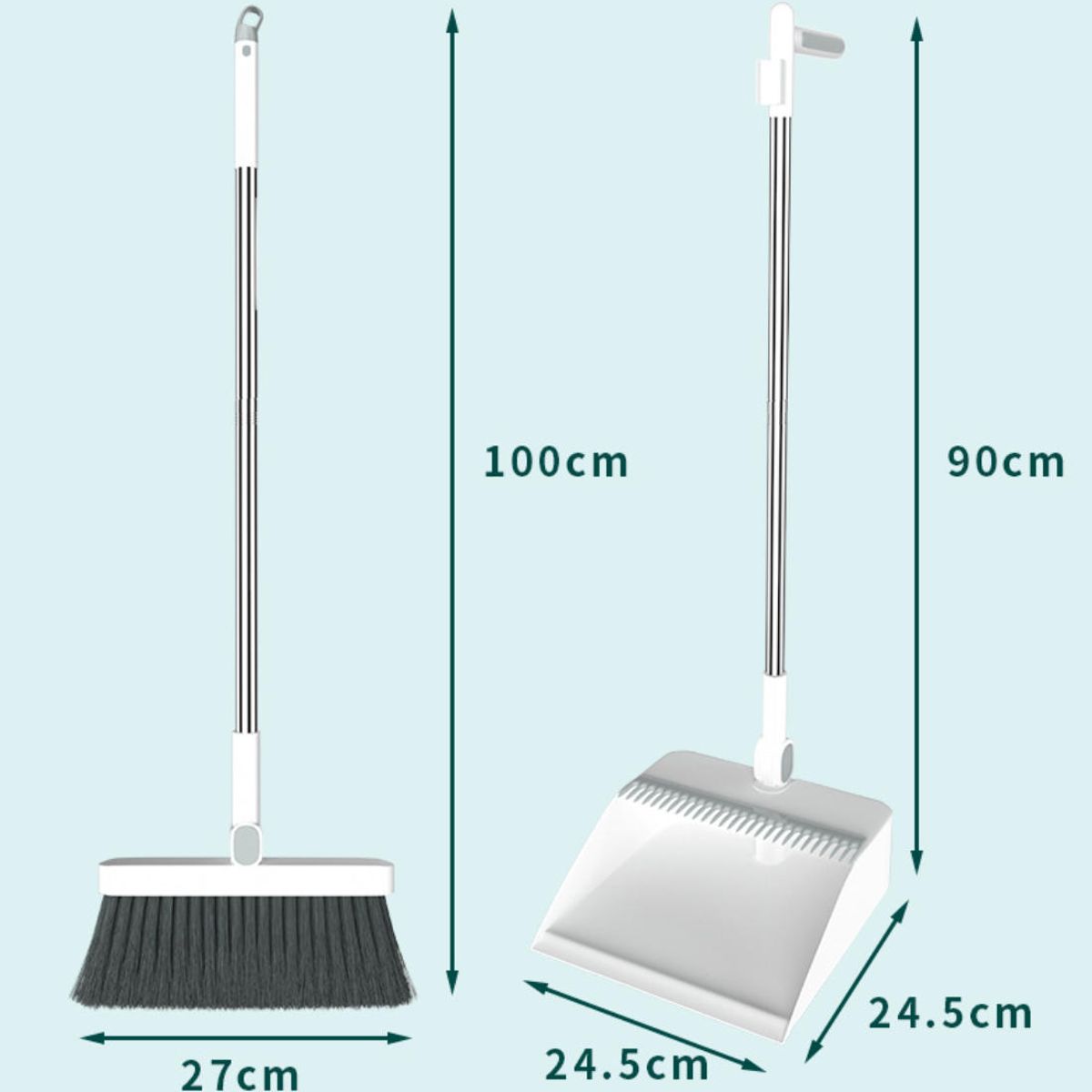 ATURE - Set Escoba Y Pala Con Dientes Plegable Gira 180 Grados