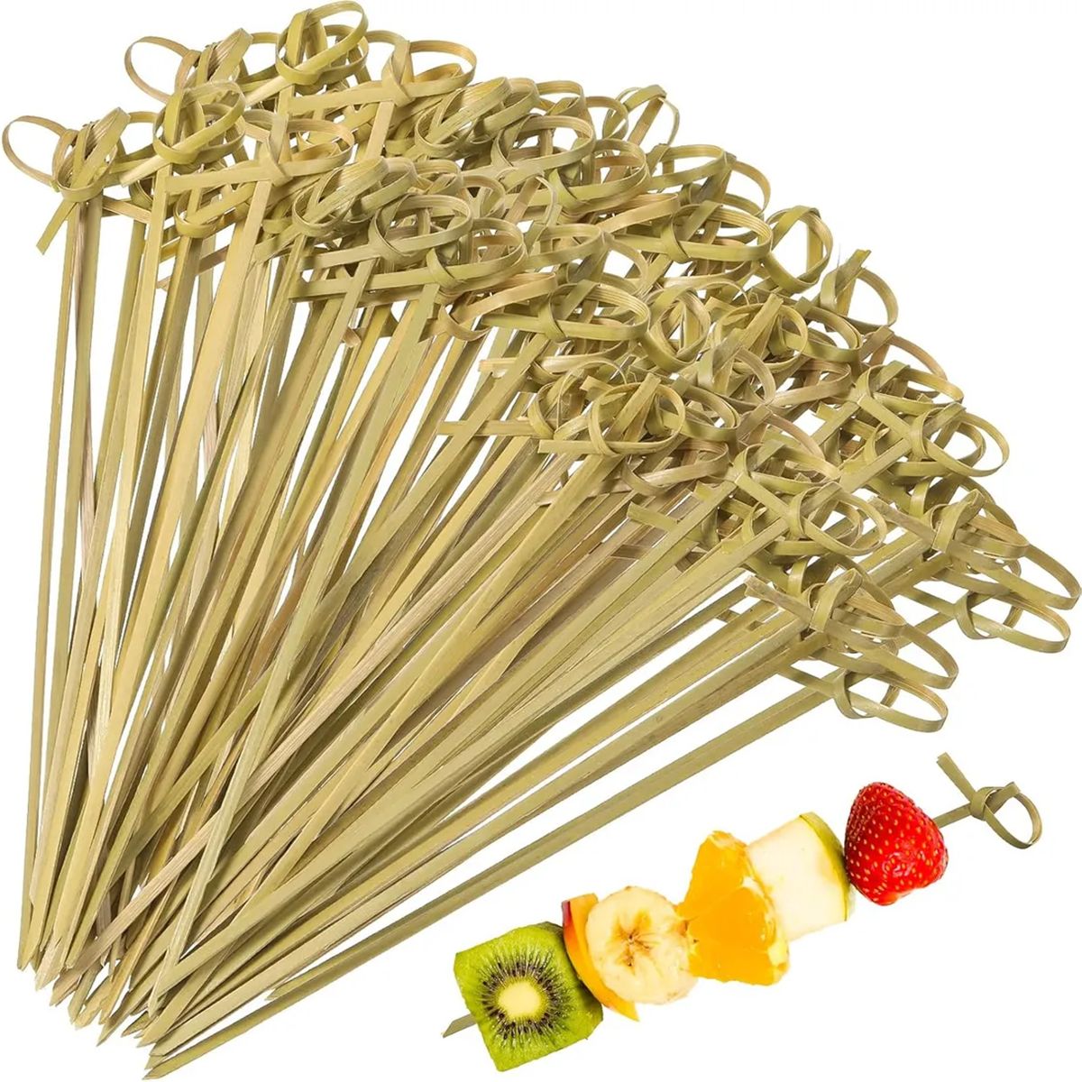 GENERICO - X1000 Brochetas Palillo Nudo 12cm Catering Aperitivo Cóctel Bamboo