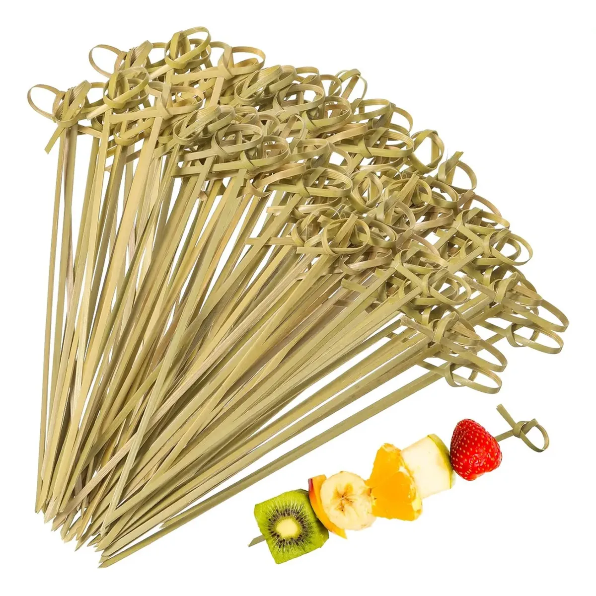 GENERICO - X1000 Brochetas Palillo Nudo 12cm Catering Aperitivo Cóctel Bamboo