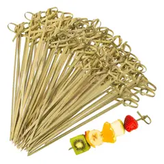 GENERICO - X1000 Brochetas Palillo Nudo 12cm Catering Aperitivo Cóctel Bamboo