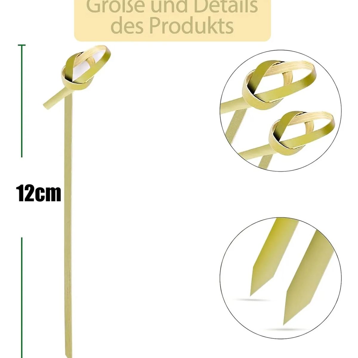 GENERICO - X1000 Brochetas Palillo Nudo 12cm Catering Aperitivo Cóctel Bamboo