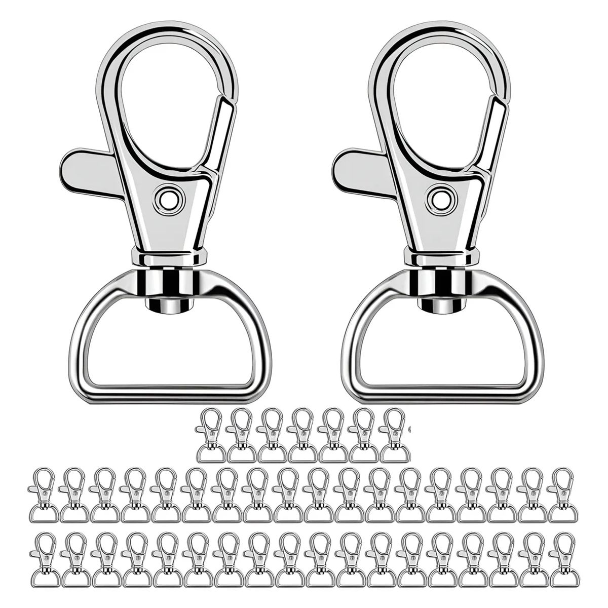GENERICO - 100× Llavero De Mosquetón Giratorio,ancho Interior 25 Mm Plateado