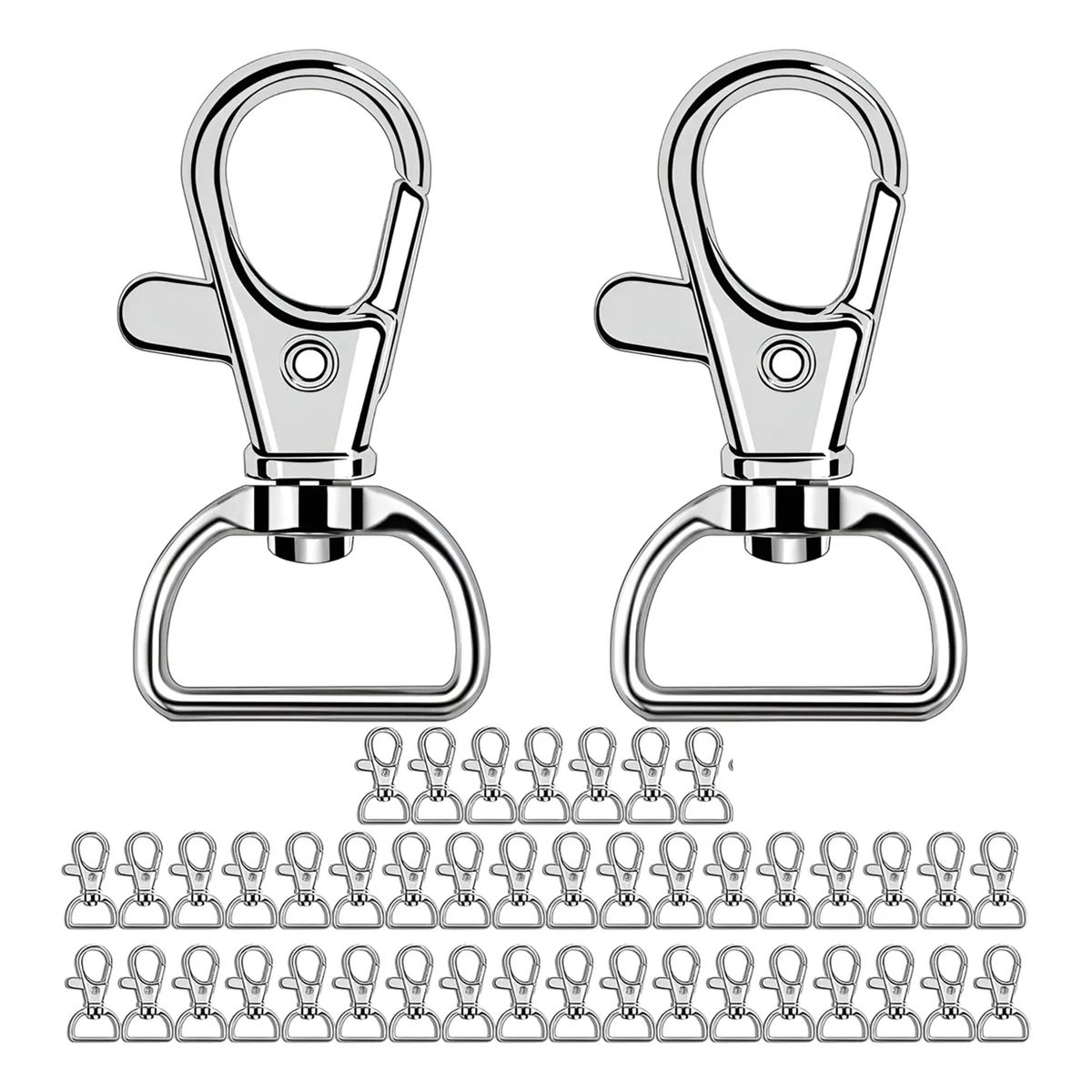GENERICO - 100× Llavero De Mosquetón Giratorio,ancho Interior 25 Mm Plateado