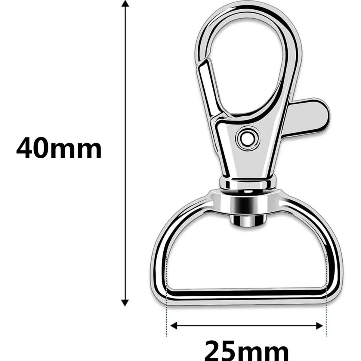 GENERICO - 100× Llavero De Mosquetón Giratorio,ancho Interior 25 Mm Plateado