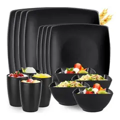 GENERICO - Cuadrada Vajilla Juego Cocina Paja Trigo Plato Tazas Kit