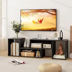 ROHE - Rack TV 55” 145x35x49cm Extensible con Luz RGB Negro