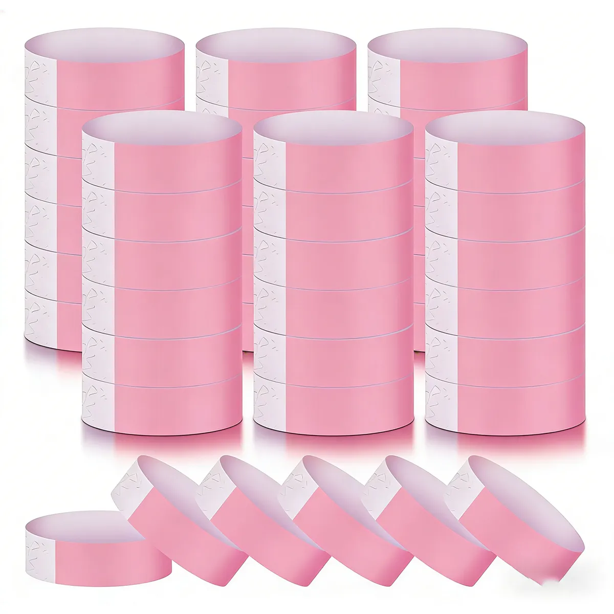 ATURE - 300 Pulseras Papel  De Imprimible Para Eventos Fiestas Rosa