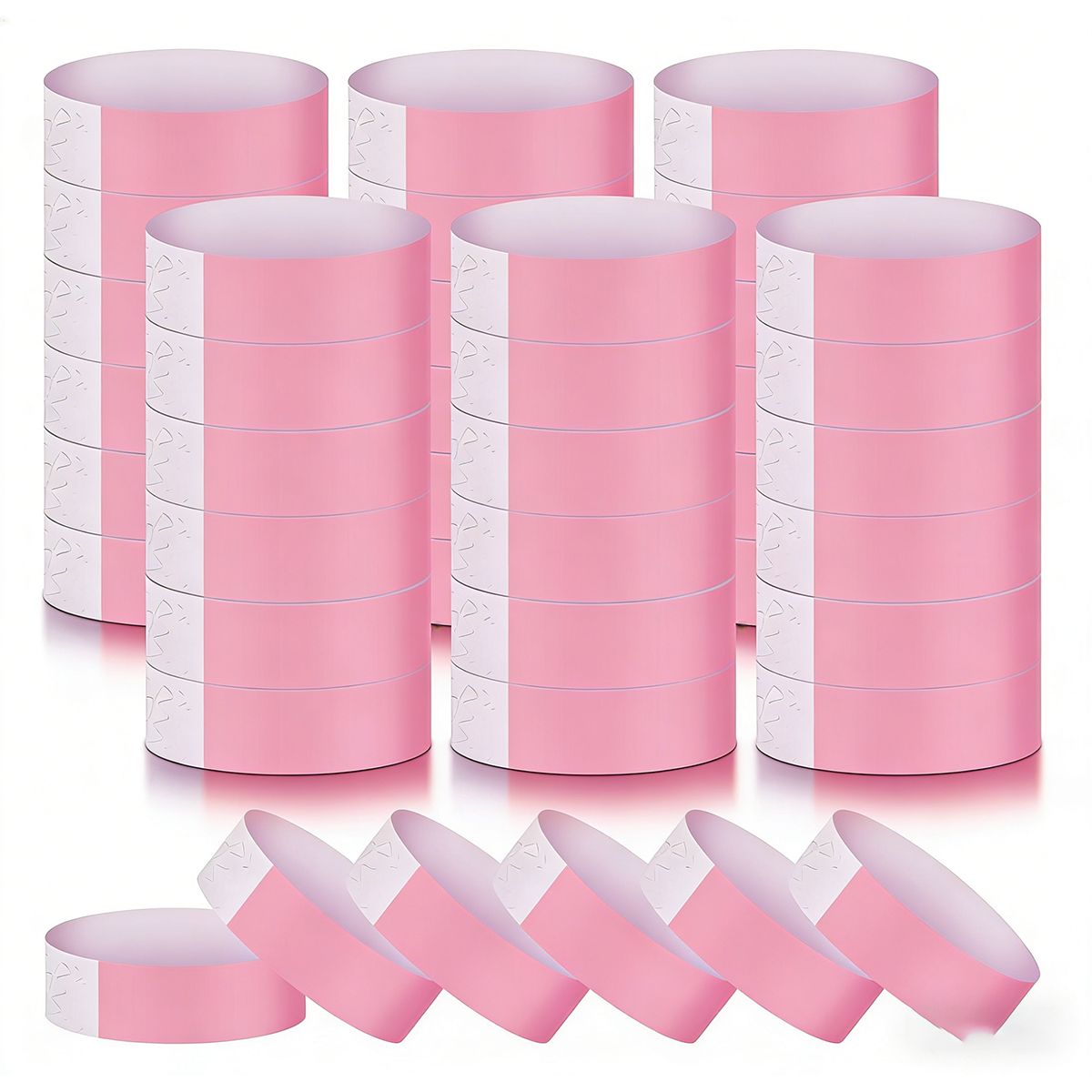 ATURE - 300 Pulseras Papel  De Imprimible Para Eventos Fiestas Rosa
