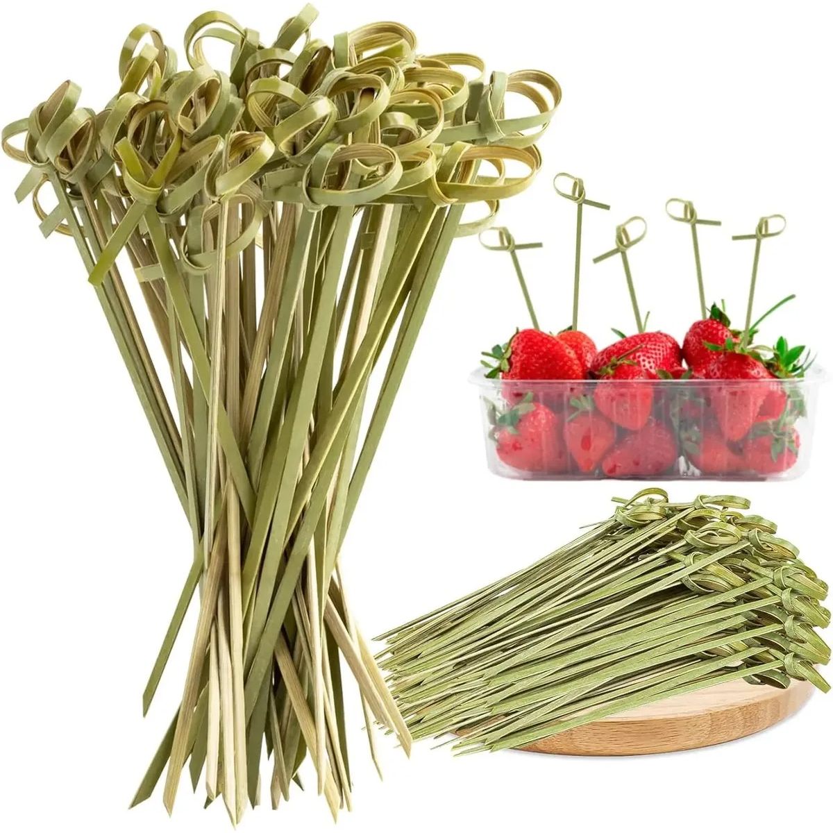 GENERICO - Palillos Bambú Nudo 12cm 1000pcs Brocheta Cocteleria Catering