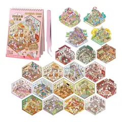 KUANGYE - Libro Pegatinas Escenas Miniatura Stickers 3d Dibujo 49p