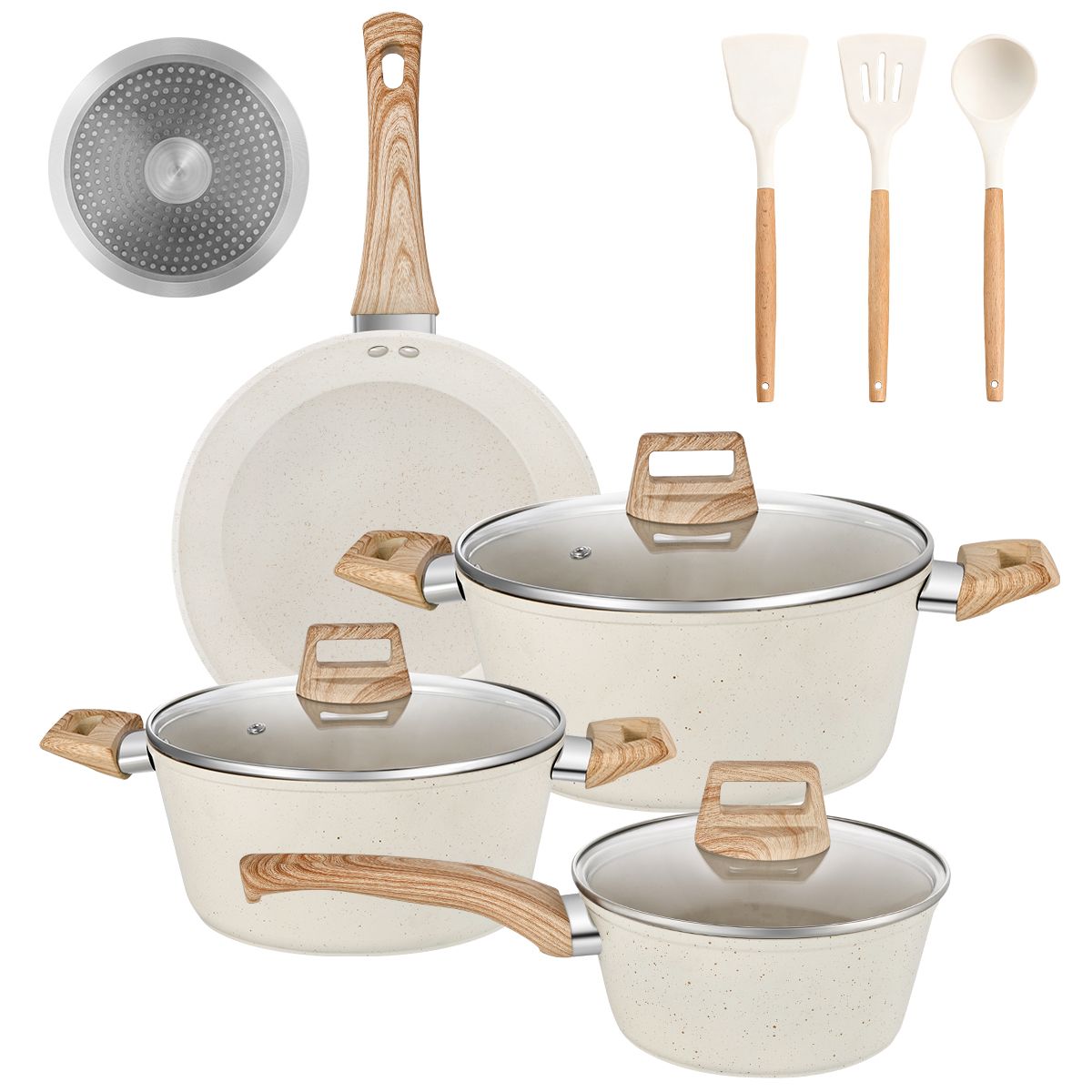 SUPERCENTER - Bateria Cocina 10 Piezas Olla Sarten Aluminio Antiadherente