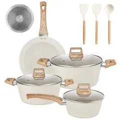 SUPERCENTER - Bateria Cocina 10 Piezas Olla Sarten Aluminio Antiadherente