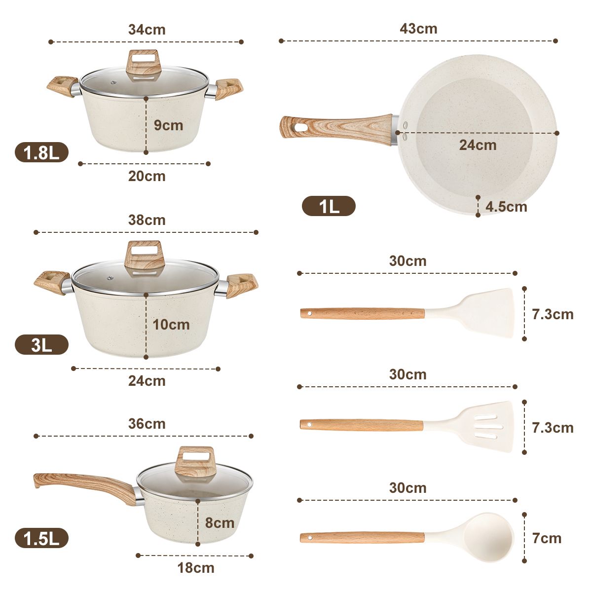SUPERCENTER - Bateria Cocina 10 Piezas Olla Sarten Aluminio Antiadherente