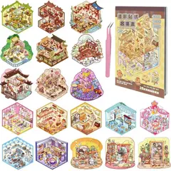 KUANGYE - Libro Pegatinas Escena Miniatura Stickers 3d Capibara 50p