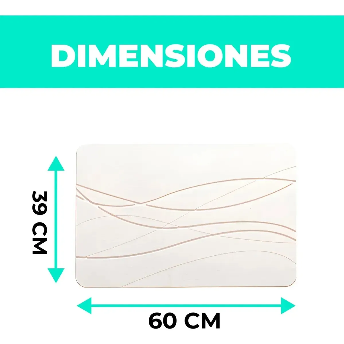 KUANGYE - Alfombra Salida De Baño Absorbente Piedra Diatomita 60x39cm Blanco Rayas