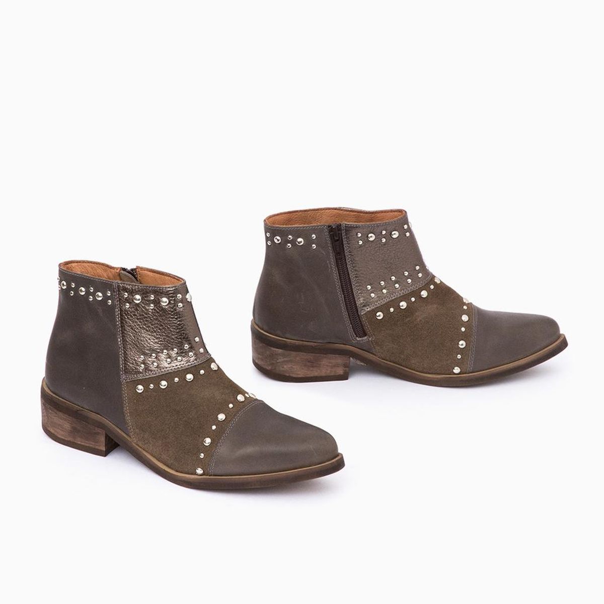 GIANI DAFIRENZE - Botin Cuero Mujer Abubilla Taupe Metalico