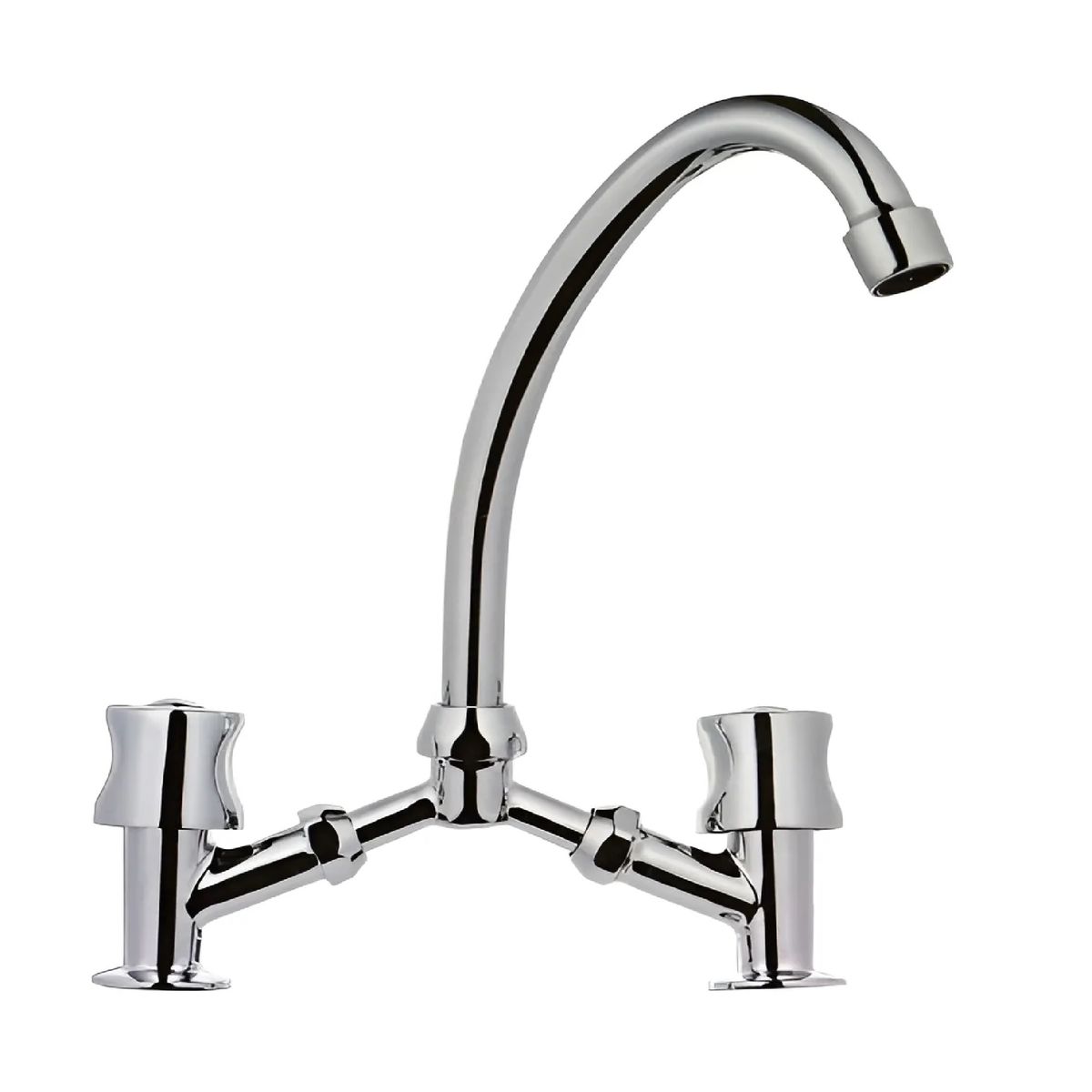 HOFFENS - Llave Combinacion Lavaplatos Doble Quality Cuello Acero Inox