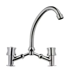 HOFFENS - Llave Combinacion Lavaplatos Doble Quality Cuello Acero Inox