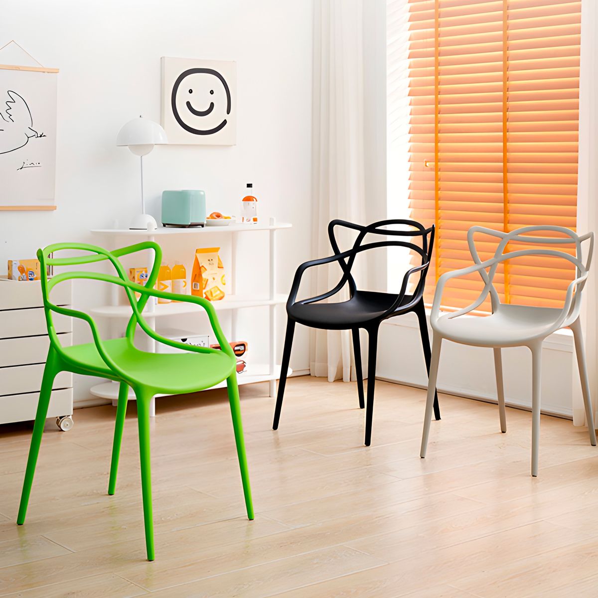 GENERICO - 4 Sillas Comedor Terraza Master Respaldo Apoyabrazos Colores