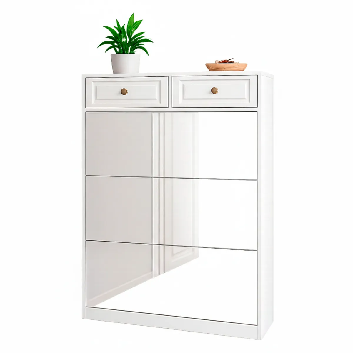 GLOBAL LATIN GROUP - Zapatero Organizador Mueble Con Espejo 18 Pares y Cajones