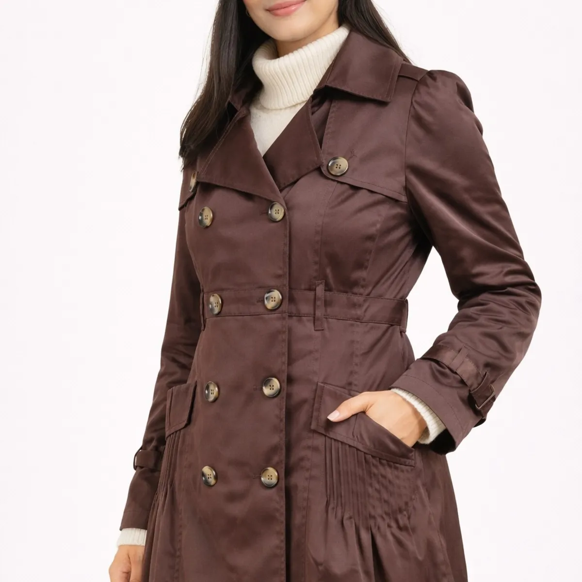 MAGENTA WOMAN - Trench Mujer Botones Café
