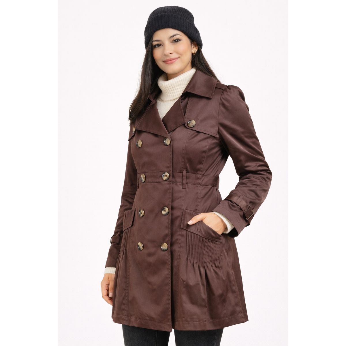 MAGENTA WOMAN - Trench Mujer Botones Café