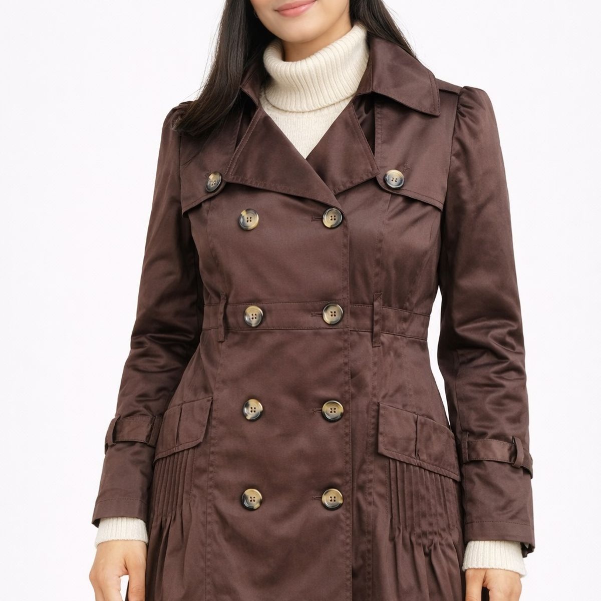 MAGENTA WOMAN - Trench Mujer Botones Café