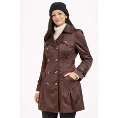 MAGENTA WOMAN - Trench Mujer Botones Café