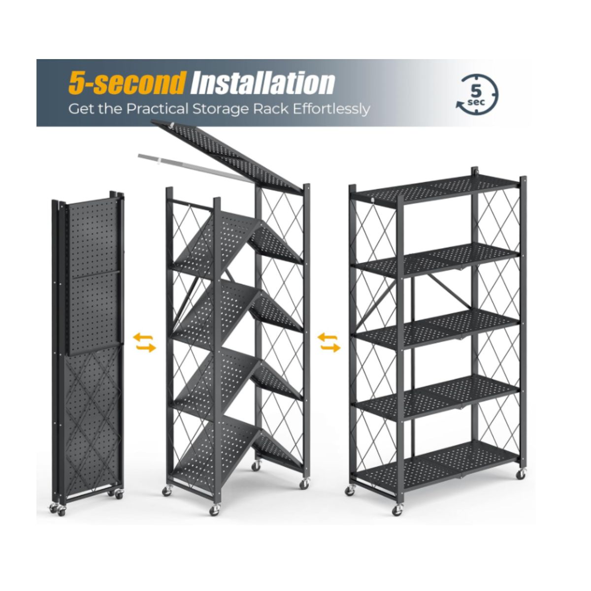 GENERICO - Estante Organizador Plegable Metálico Multiuso 5 Niveles