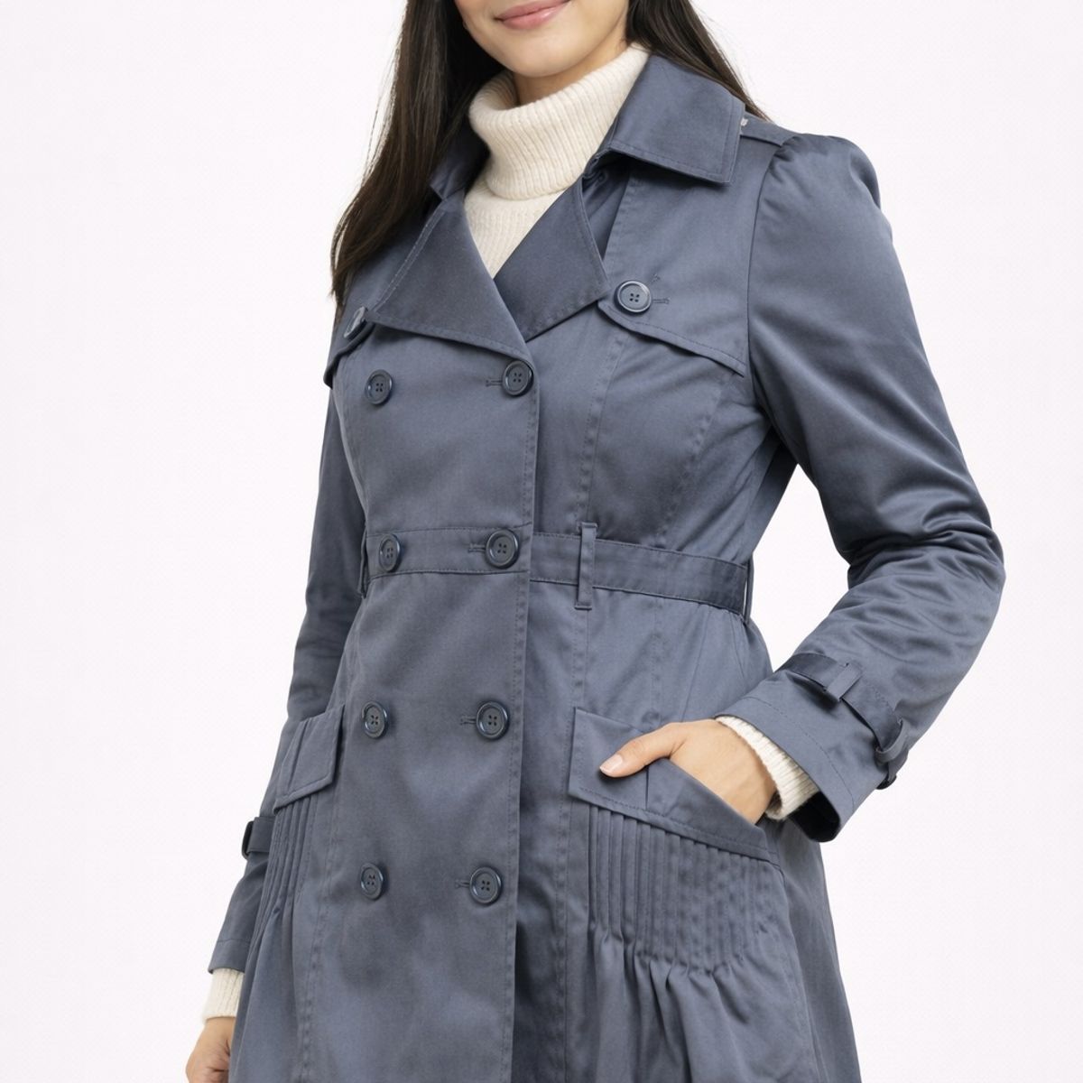 MAGENTA WOMAN - Trench Mujer Botones Acero