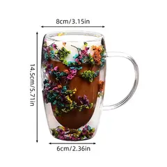 GENERICO - TAZAS DOBLE PARED CON FLORES ETERNAS 450ML
