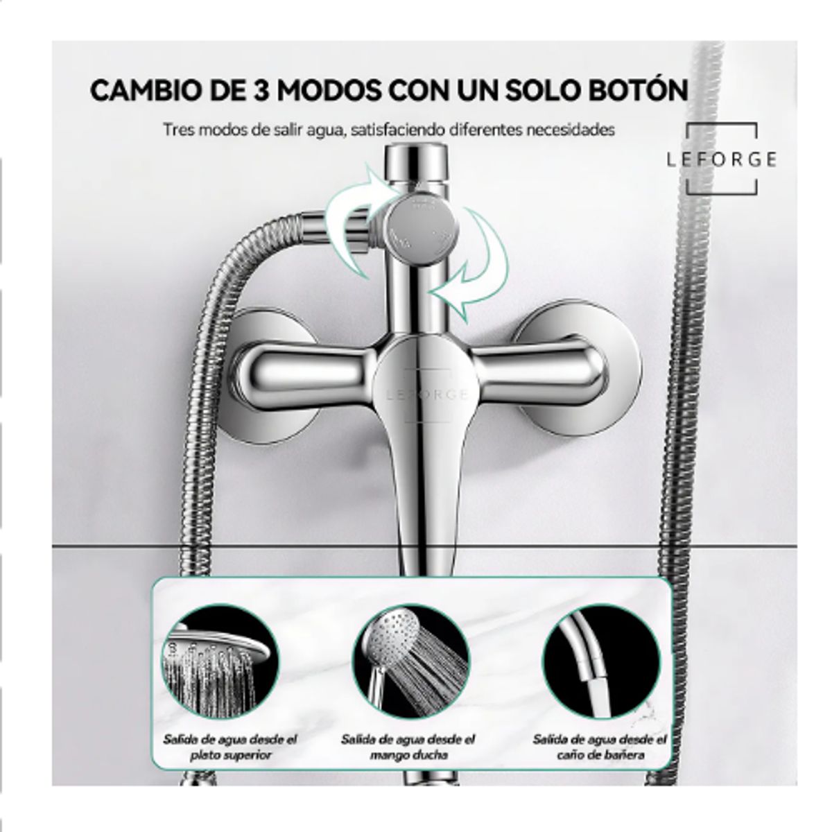 GENERICO - Columna Ducha Moderna 3 Funcion Monomando Jabonera Plateado