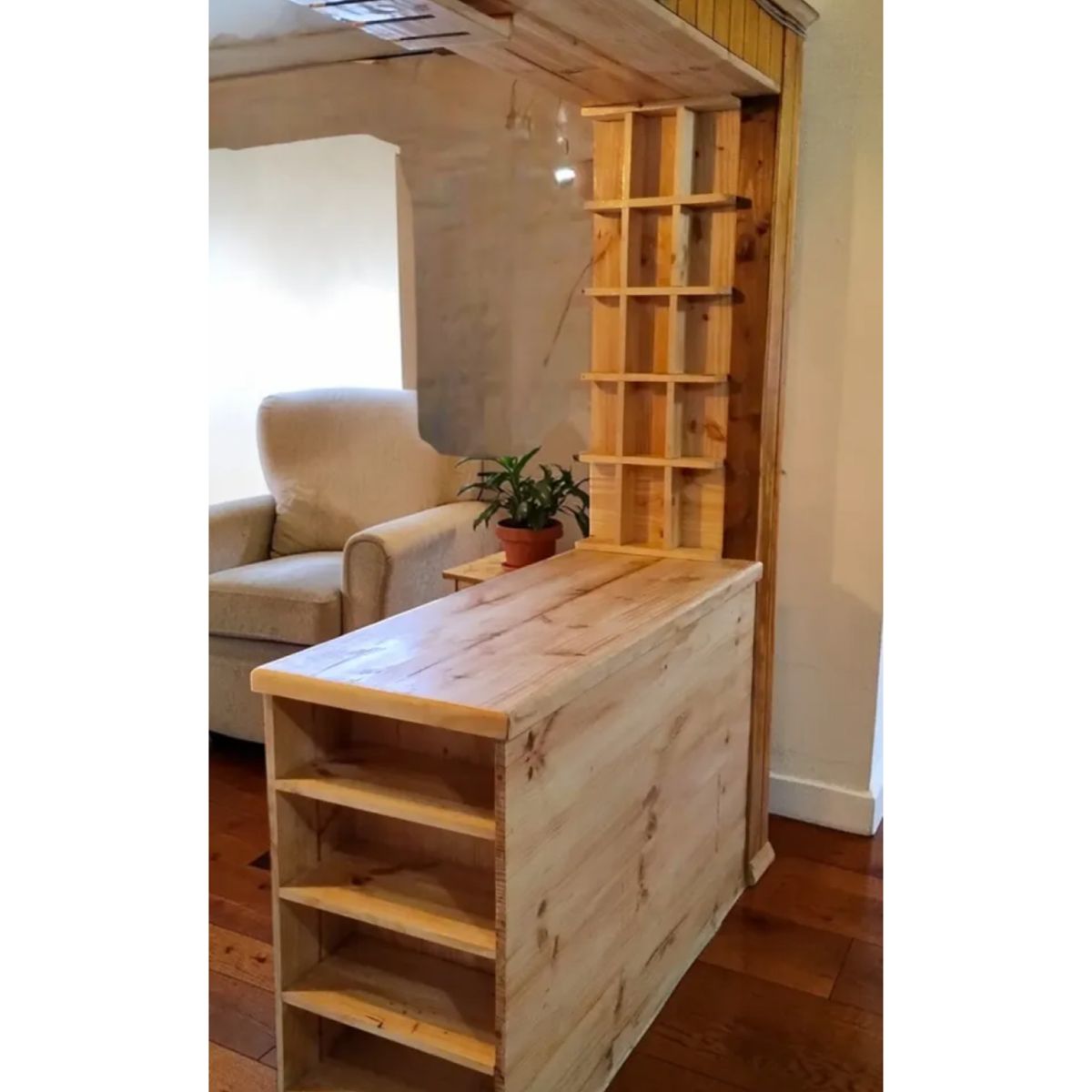 GENERICO - Barra Cocina Mansun En Madera Maciza Repisa Razones, Copas