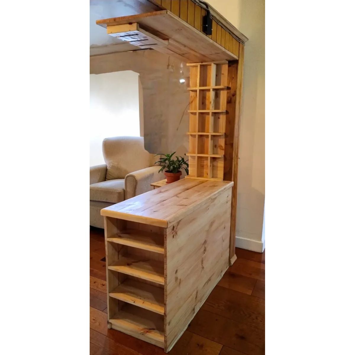 GENERICO - Barra Cocina Mansun En Madera Maciza Repisa Razones, Copas