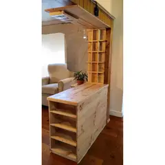 GENERICO - Barra Cocina Mansun En Madera Maciza Repisa Razones, Copas