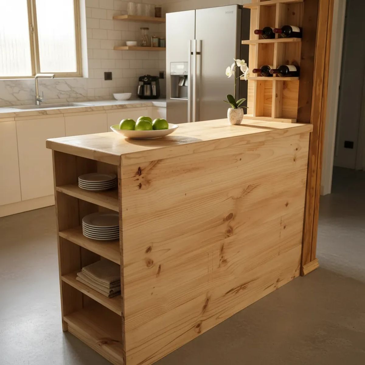 GENERICO - Barra Cocina Mansun En Madera Maciza Repisa Razones, Copas