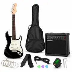 RIOVEO - Combo Guitarra Eléctrica Negra + Amplificador Color Negro