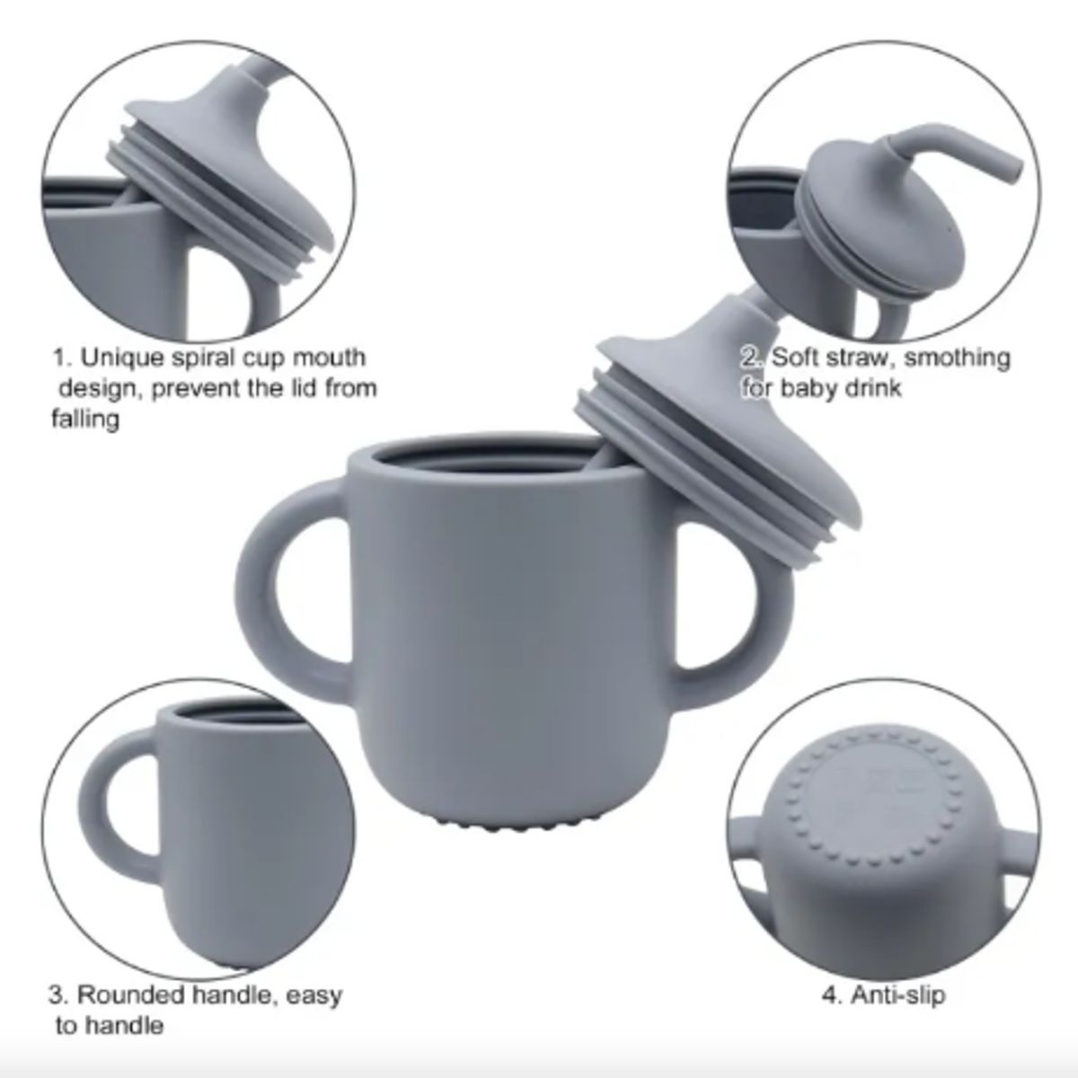 GENERICO - Vaso de silicona con bombilla rosa