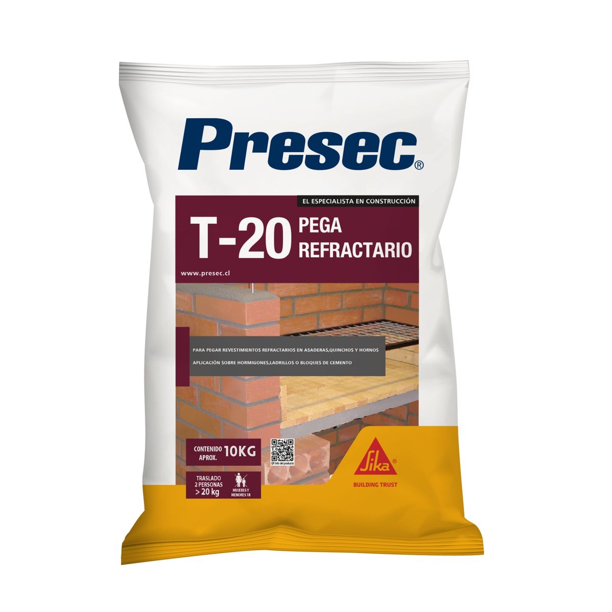 Presec T20 Adhesivo Para Ladrillos Refractarios 10kg, marca PRESEC - Foto Principal