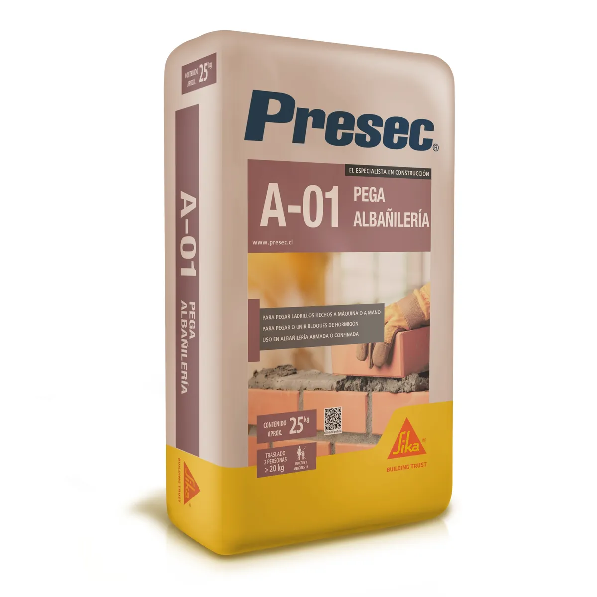 Presec A01 Pegamento Para Ladrillos Y Bloques 25kg, marca PRESEC - Foto Principal