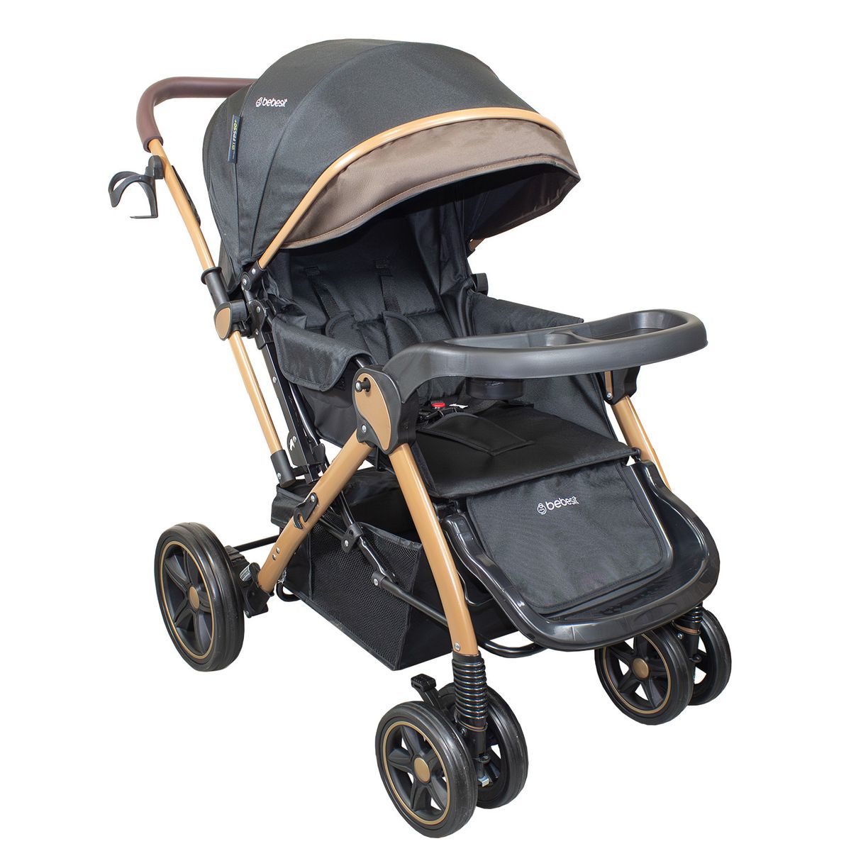 BEBESIT - Coche Cuna Paseo Comfy Negro Gold