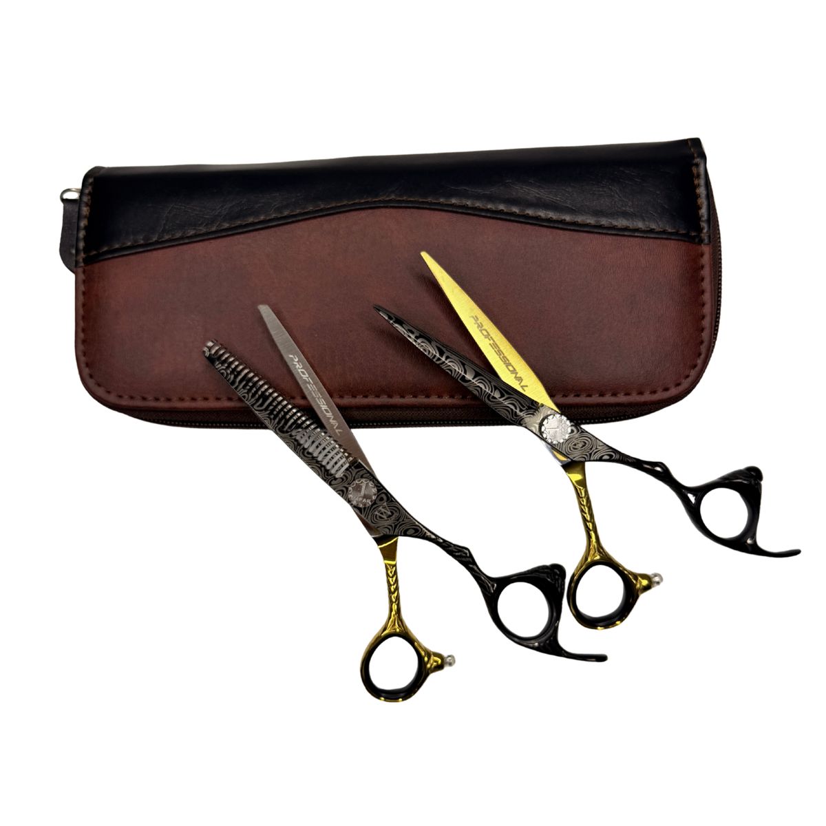 WMARK - Set de Tijeras Wmark Pro D96-PS024 6″ Con Negro Y Dorado